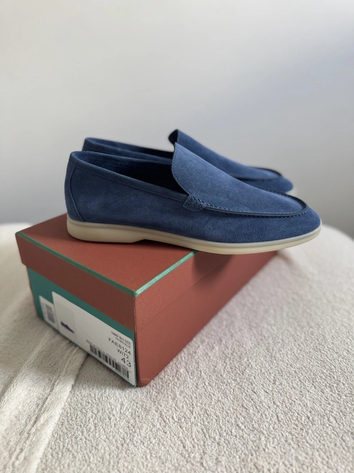 Loro Piana Summer Walk Loafers – Racing Blue Suede Men's and women's shoes