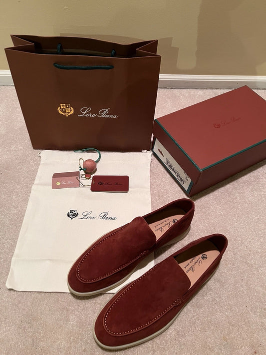 Loro Piana Suede Summer Walk Loafers Dried Red Men's and women's shoes