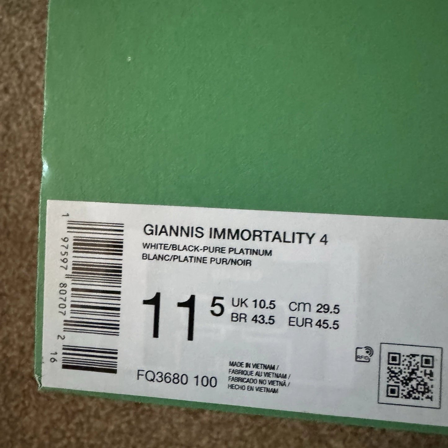 Nike Giannis Immortality 4 Mens Basketball Shoes White FQ3680-100 Men's and Women's shoes