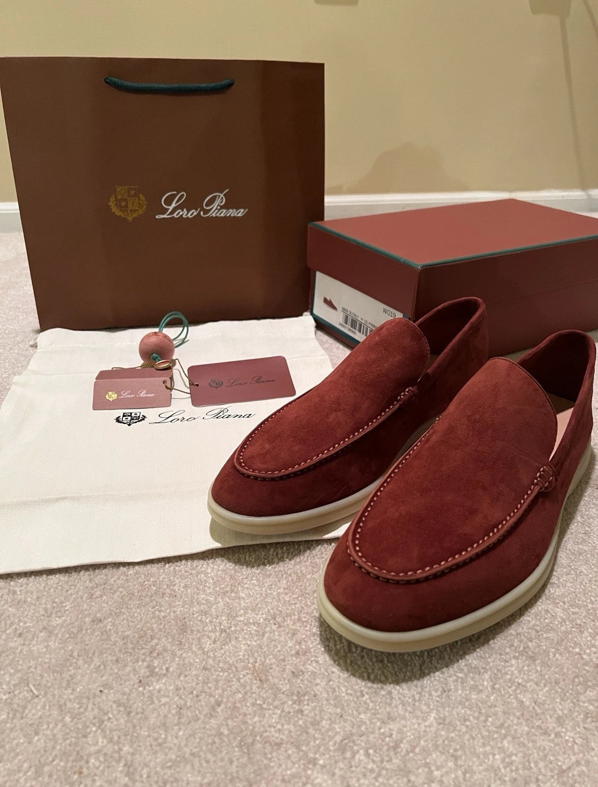 Loro Piana Suede Summer Walk Loafers Dried Red Men's and women's shoes
